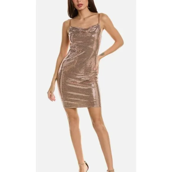 slim fit dress slacks Cocktail Hour Satin Dress in Rose Gold